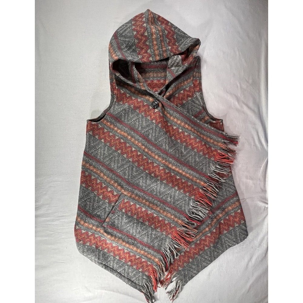 Lapis Hooded Vest Women's Medium Boho Southwestern Aztec‎